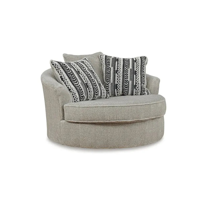 Brown/Gray Oversized Swivel Accent Chair - 56W x 55D x 36H