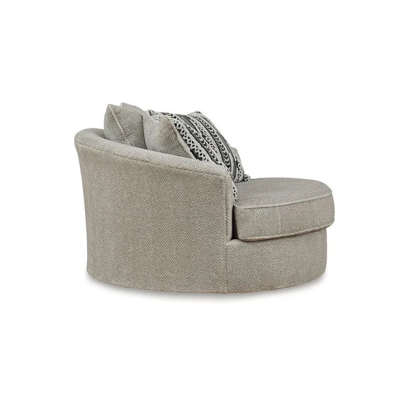 Brown/Gray Oversized Swivel Accent Chair - 56W x 55D x 36H