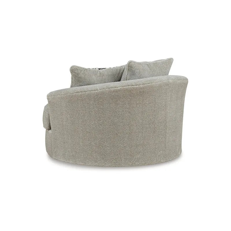 Brown/Gray Oversized Swivel Accent Chair - 56W x 55D x 36H