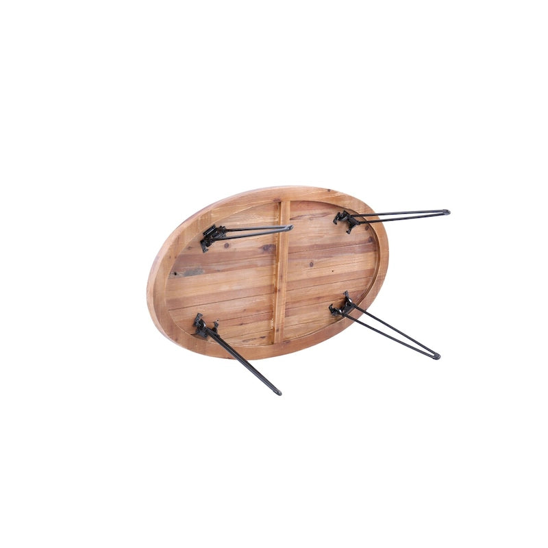 Foldable Cocktail Table with Reclaimed Wood Finish