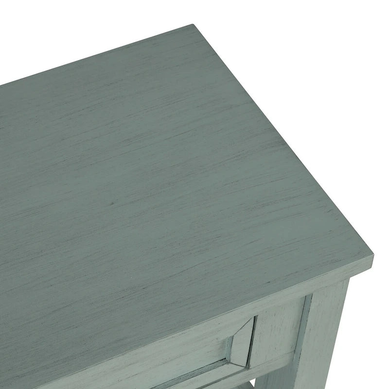 Wood Console Table with 4 Drawers and Open Storage Shelf