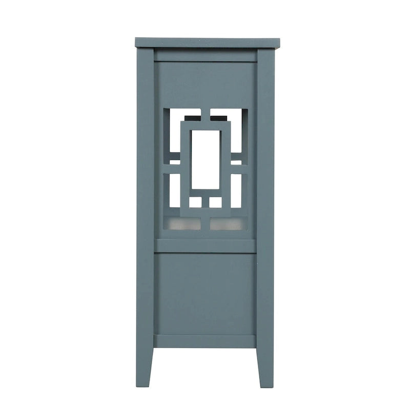 Wood Console Table with 4 Drawers and Open Storage Shelf