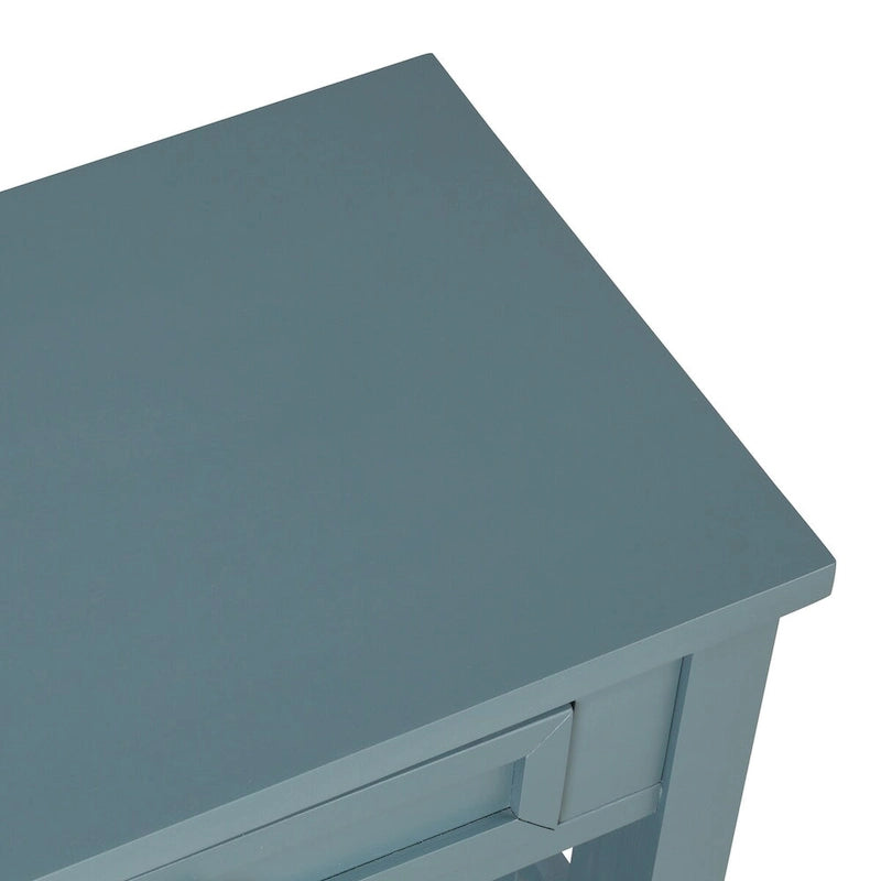 Wood Console Table with 4 Drawers and Open Storage Shelf