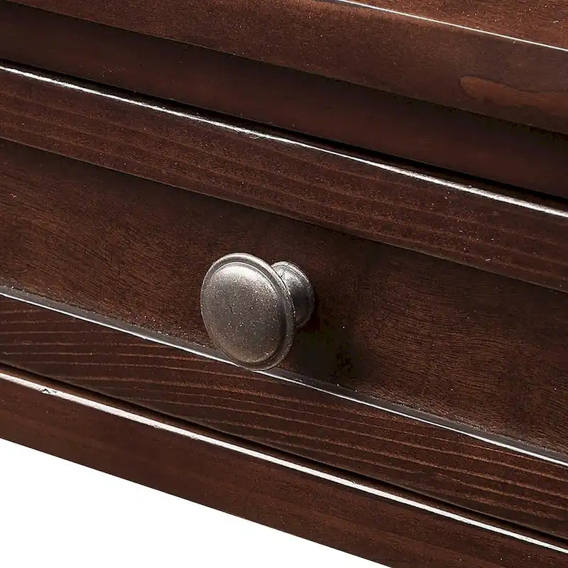 Wood Console Table with 4 Drawers and Open Storage Shelf