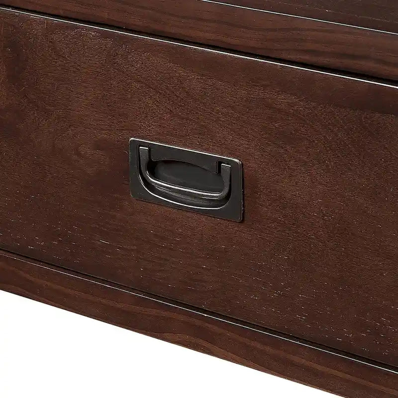 Wood Console Table with 4 Drawers and Open Storage Shelf