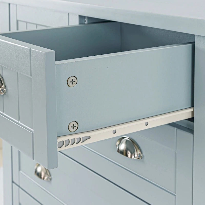 Solid Wood Frame Storage Sideboard with Drawers and Shell Handles