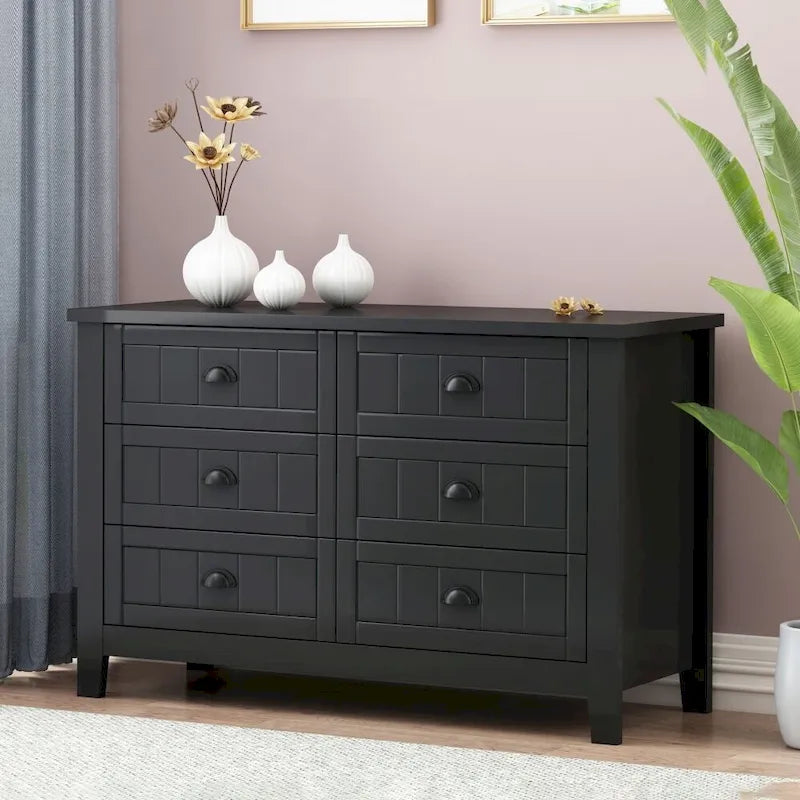 Solid Wood Frame Storage Sideboard with Drawers and Shell Handles