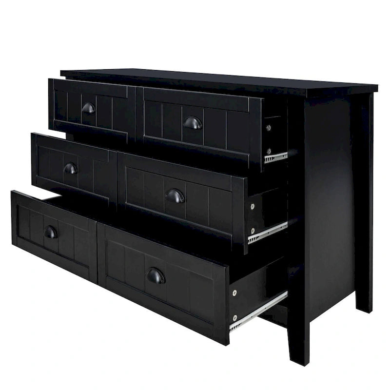 Solid Wood Frame Storage Sideboard with Drawers and Shell Handles