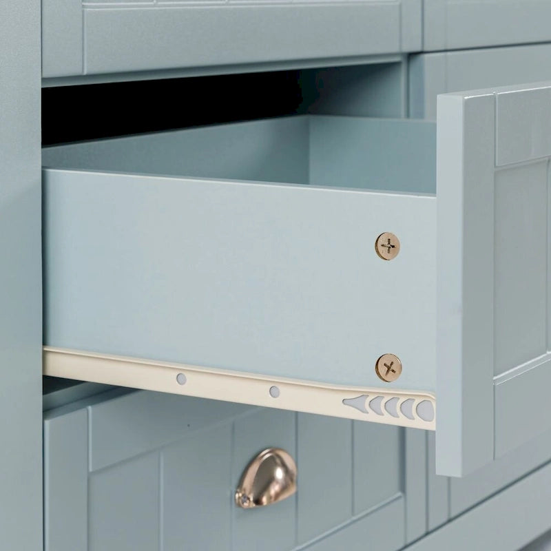 Solid Wood Frame Storage Sideboard with Drawers and Shell Handles