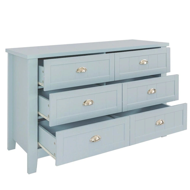 Solid Wood Frame Storage Sideboard with Drawers and Shell Handles