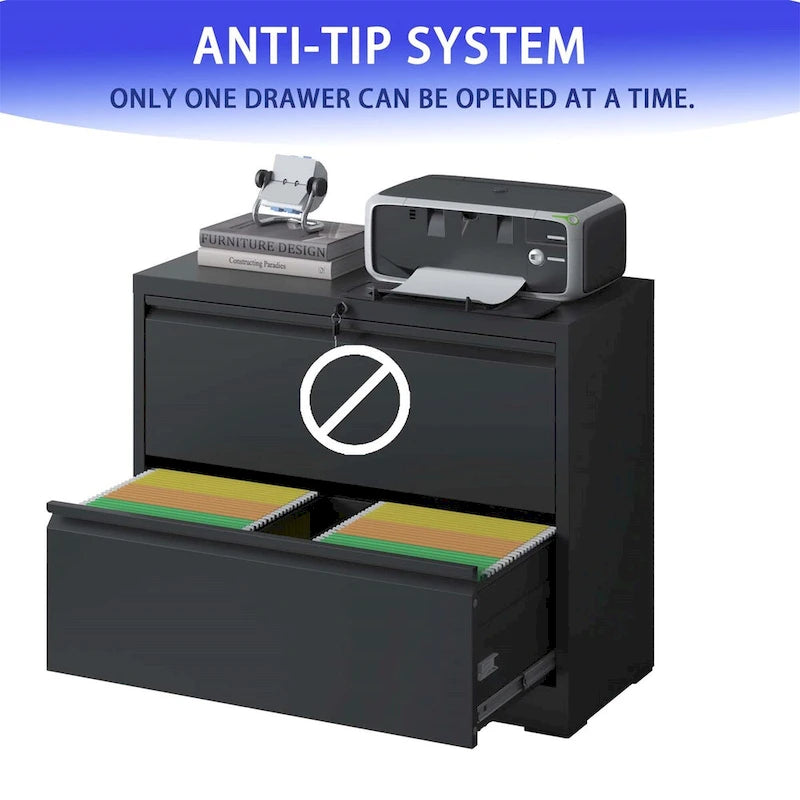 2-Drawer Steel Lateral File Cabinet with Lock