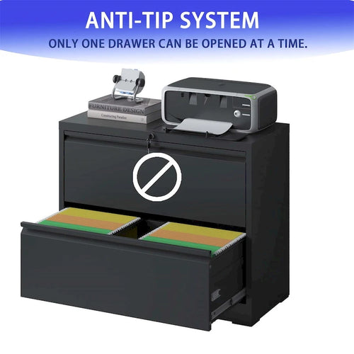 2-Drawer Steel Lateral File Cabinet with Lock