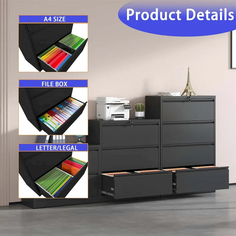 2-Drawer Steel Lateral File Cabinet with Lock