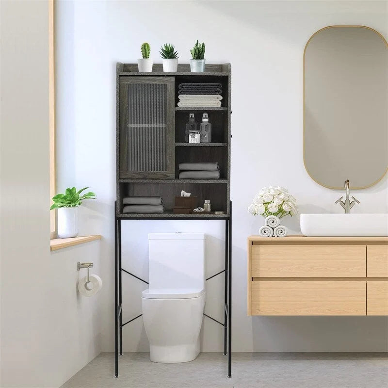 Over-the-Toilet Storage Cabinet with Sliding Door - Vintage Grey