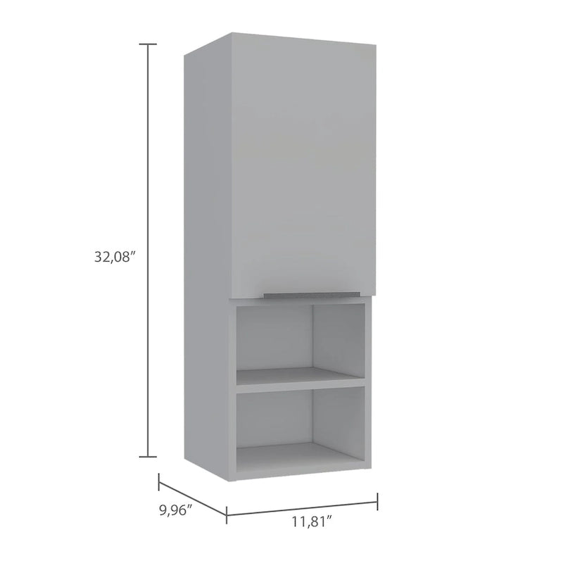 White Bathroom Cabinet with Single Door and Four Shelves
