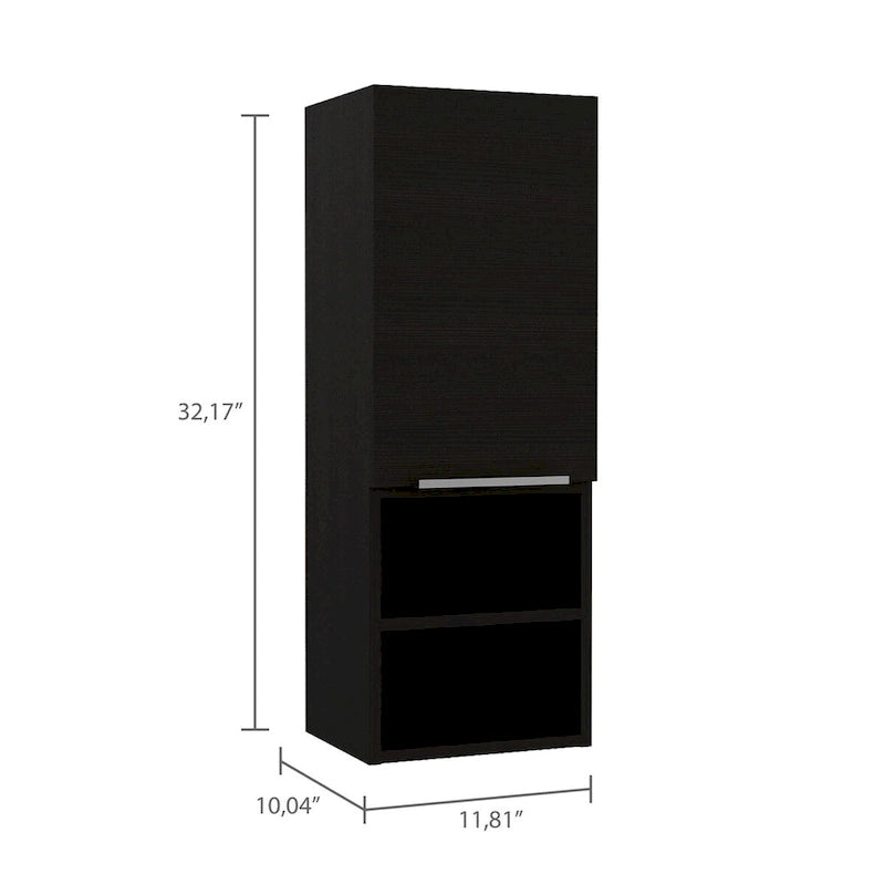 White Bathroom Cabinet with Single Door and Four Shelves