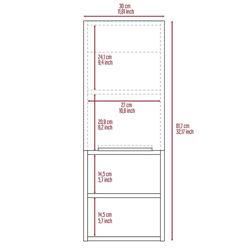 White Bathroom Cabinet with Single Door and Four Shelves