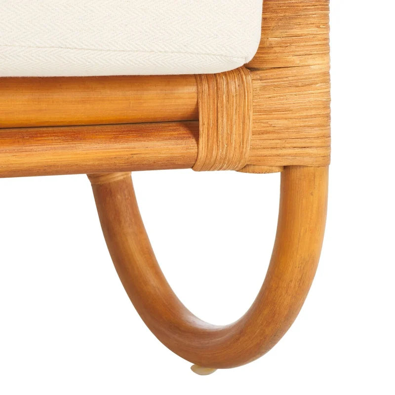 Rattan Accent Chair with White Linen Seat - 28W x 26D x 30H
